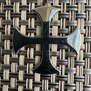 Men's Black and Silver Cross Pendant
